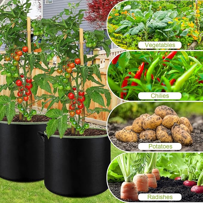 6-Pack 7 Gallon Grow Bags - 300G Heavy Duty Aeration Fabric Pots - Image 6