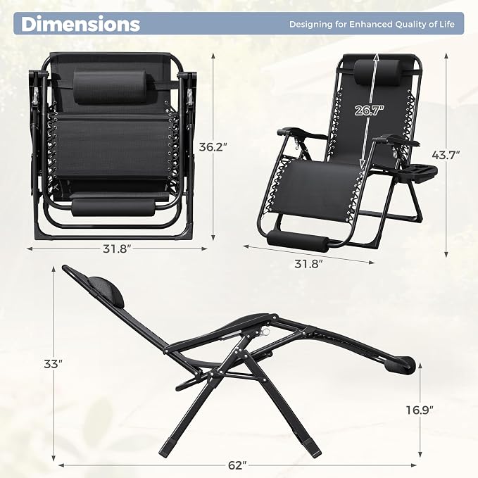 Homall Oversized Zero Gravity Chair, 32In Recliner Lounge Chair - Image 2