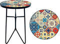 Mosaic Round Sode Tea Table, Outside Unique Furniture, Small End Outdoor Side by GZXYGY