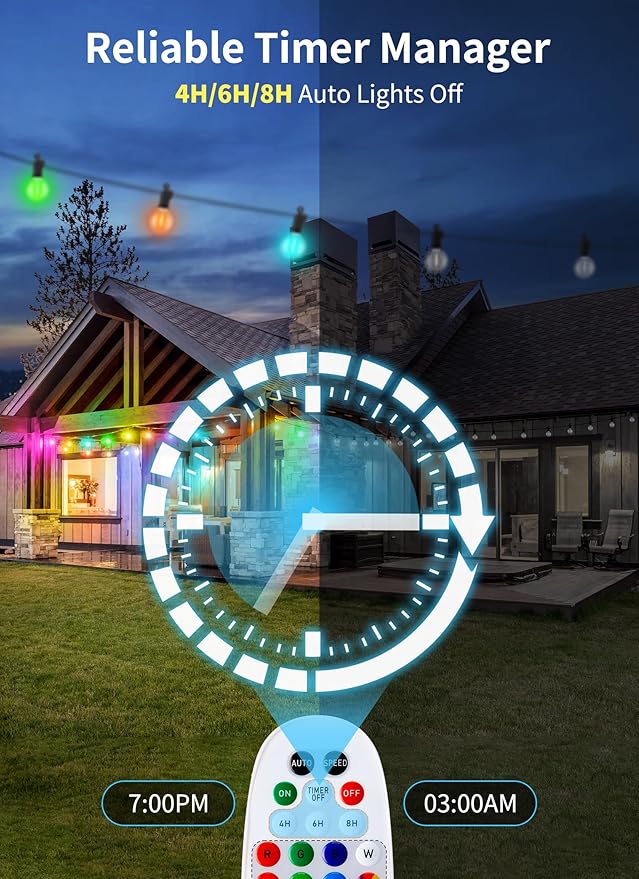 Brightown RGBW Outdoor String Lights, 29FT LED Patio Lights - Image 4
