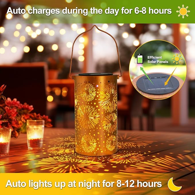 Fireworks Birthday Gifts for Women, Solar Lanterns Outdoor Waterproof, Garden - Image 3