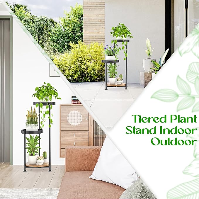 3 Tier Plant Stand Indoor Outdoor, Corner Tierd Metal Flower Shelf Pot Holder - Image 5
