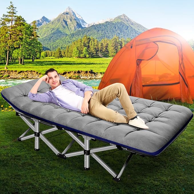 ABORON Camping Cot for Adult 28" Extra Wide, Heavy-Duty 1200D Oxford Cot for - Image 7