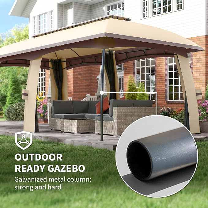 Outsunny 10' x 20' Patio Gazebo, Outdoor Gazebo Canopy Shelter - Image 5