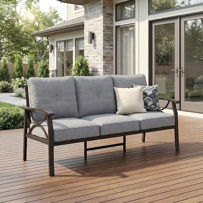 RoyalCraft Patio 3 Seats Sofa, All-Weather Outdoor Couch, Patio Furniture Sofa by Bringyoubetterlife
