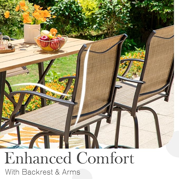 Sophia & William Swivel Bar Stools Set of 2, Bar Height Chairs, Outdoor Bar - Image 6