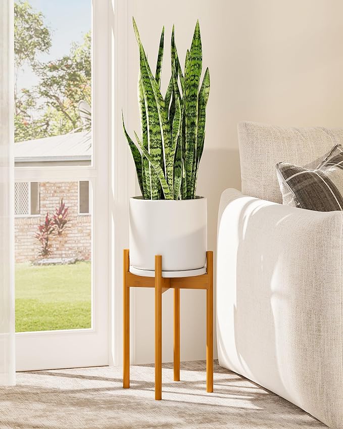 Adjustable Plant Stand Indoor, Bamboo Plant Stand Fits 8 9 10 11 12 Inches by Gentingbro