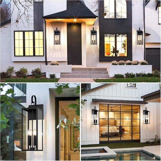 BesLowe 25" Outdoor Wall Light Fixture, 4-Light Extra Large Exterior Lighting - Image 7