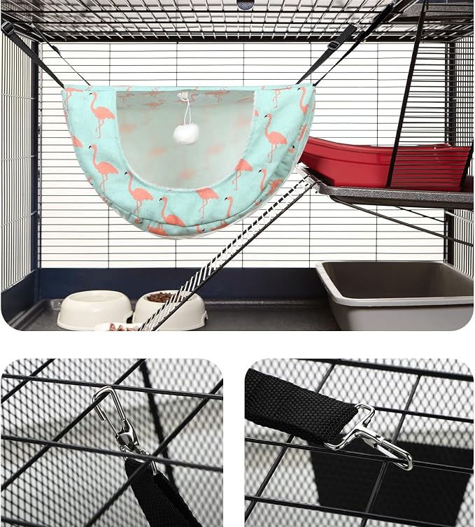 Unittype 2 Pieces Cat Cage Hammock Hanging Pet Bed Double Layer Soft Plush - Image 6