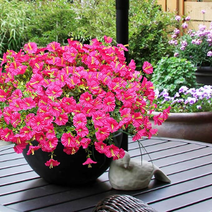 Artificial Flowers for Outdoors, UV Resistant Fake Silk Morning Glory, - Image 6