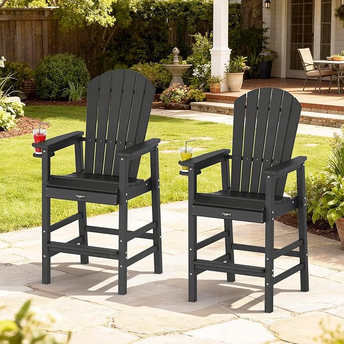 VINGLI Tall Adirondack Chairs Set of 2, All-Weather Plastic Adirondack Chair - Image 6