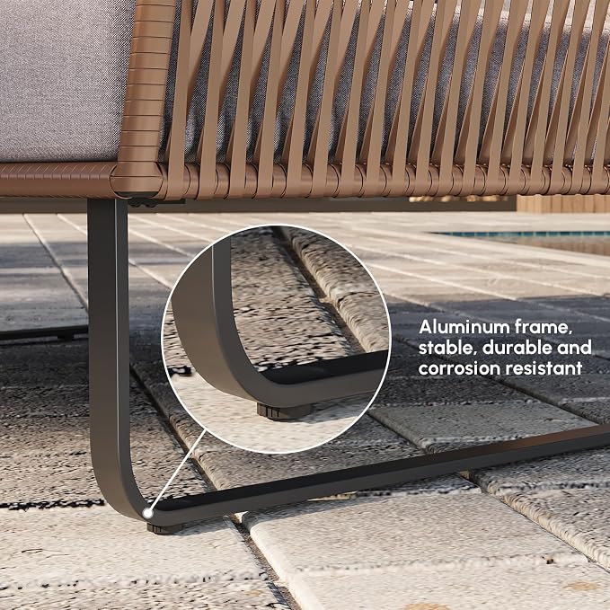 homary Rattan Patio Outdoor Daybed, Rattan Day Bed - Image 4