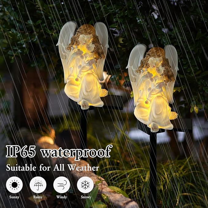 Solar Garden Angel Lights, Waterproof Outdoor Garden Angels Statue Decorations - Image 5
