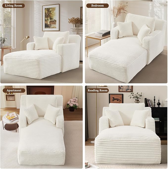 65.4" Chaise Lounge Chair Indoor, Oversized Boneless Couch Comfy Upholstered - Image 7