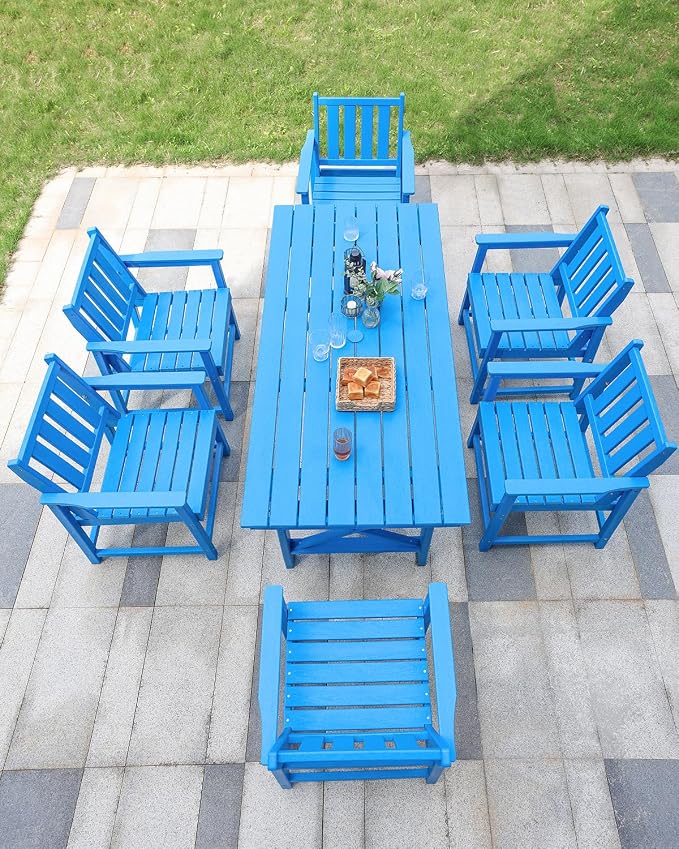 7 Pieces HDPE Outdoor Dining Set, Patio Dining Set - Image 4