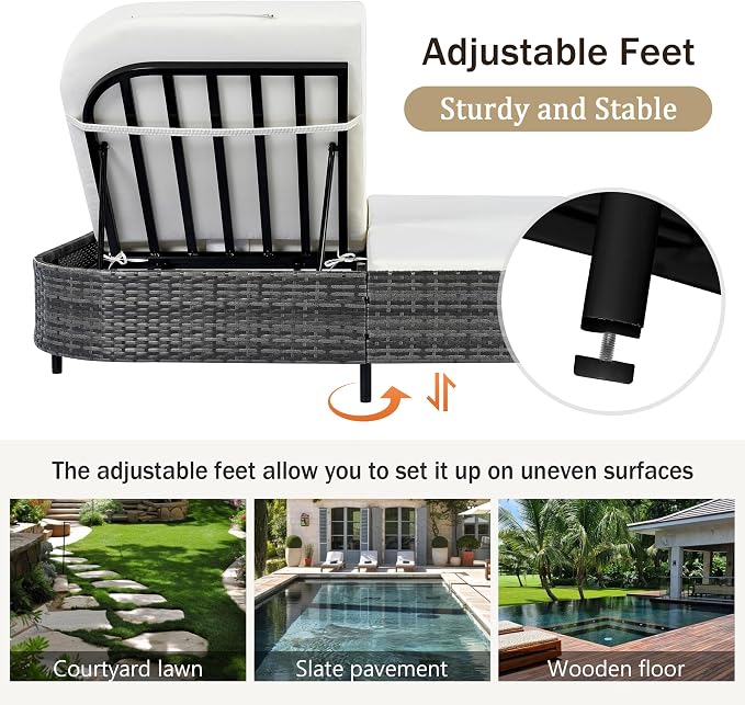 Merax Outdoor Daybed, Patio Rattan Daybed - Image 9