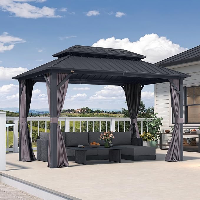 PURPLE LEAF 8' X 12' Permanent Hardtop Aluminum Gazebo - Image 2