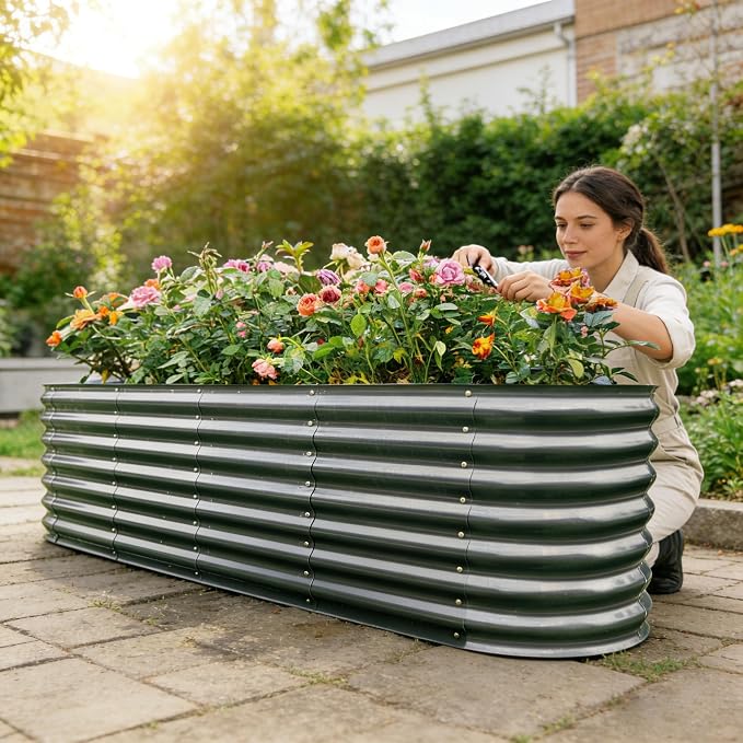 Gardmax Galvanized Raised Garden Bed, Lightweight Planter Boxes Outdoor - Image 7