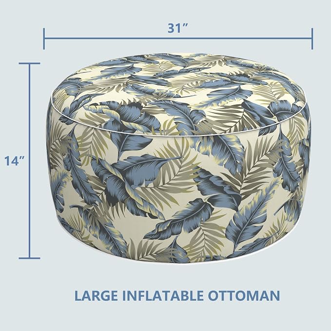 LVTXIII Outdoor Inflatable Ottoman, Fade-Resistant Round Footrest Stool D31”x - Image 3