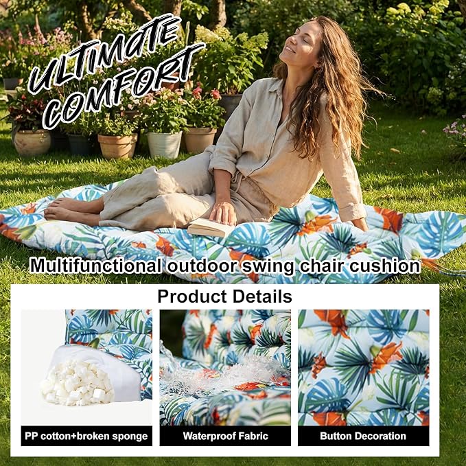 Waterproof Porch Swing Cushion Replacement, Thick 2–3 Seat Swing Seat Cushion - Image 3