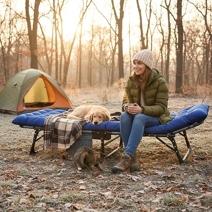 ABORON Camping Cot for Adult 28" Extra Wide, Heavy-Duty 1200D Oxford Cot for - Image 6