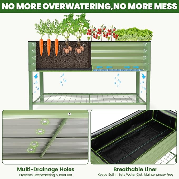 Elevated Raised Garden Bed 2' x 4'- Galvanized Metal Planter Boxes - Image 4