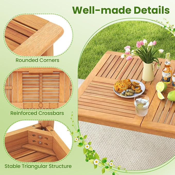 Tangkula 7 Piece Wood Outdoor Dining Set - Image 9