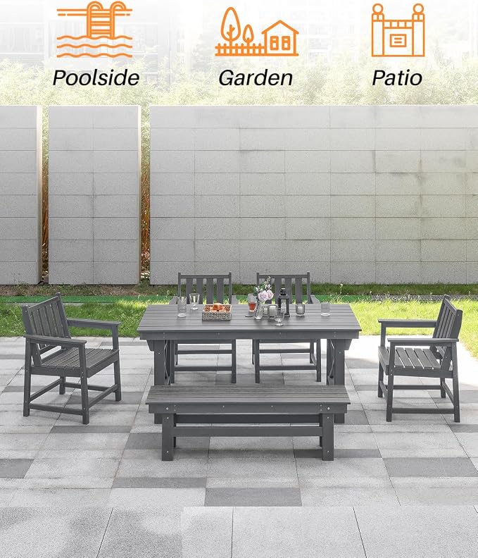 HDPE Outdoor Bench, Poly Lumber Adirondack Benches, Fade-Resistant HDPE Garden - Image 7