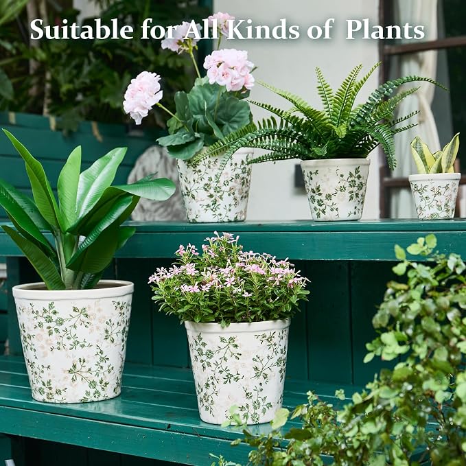 Ceramic Planter with Drainage Hole, Plastic Tray & Mesh, 6.7 Inch - Image 8