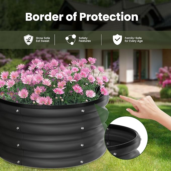 ZXZYHFTY Round Galvanized Raised Garden Bed kit, Round Large Metal Raised - Image 3