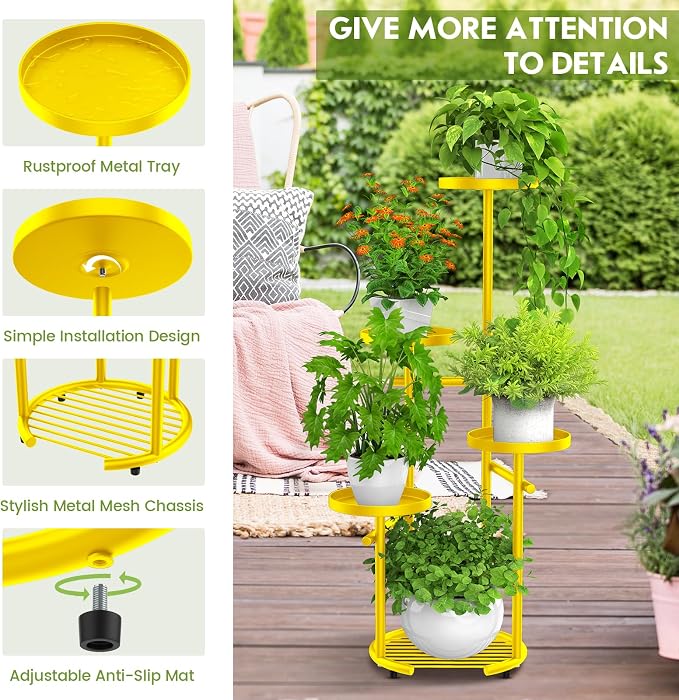 TOSKING 5 Tier Metal Plant Stand Indoor， Plant Shelf, Corner Shelf Flower Pot - Image 8
