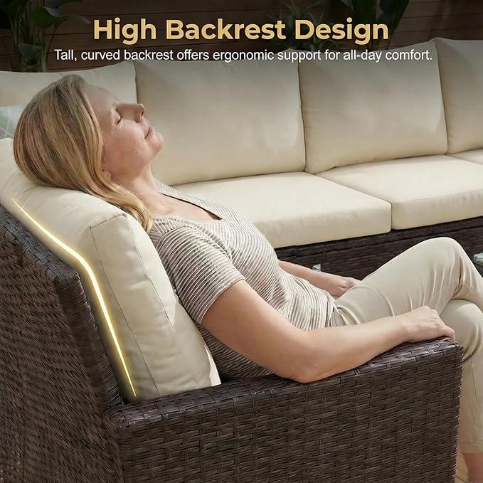 Wisteria Lane 7 Piece Patio Furniture Set, High Curved Back Wicker Patio - Image 4