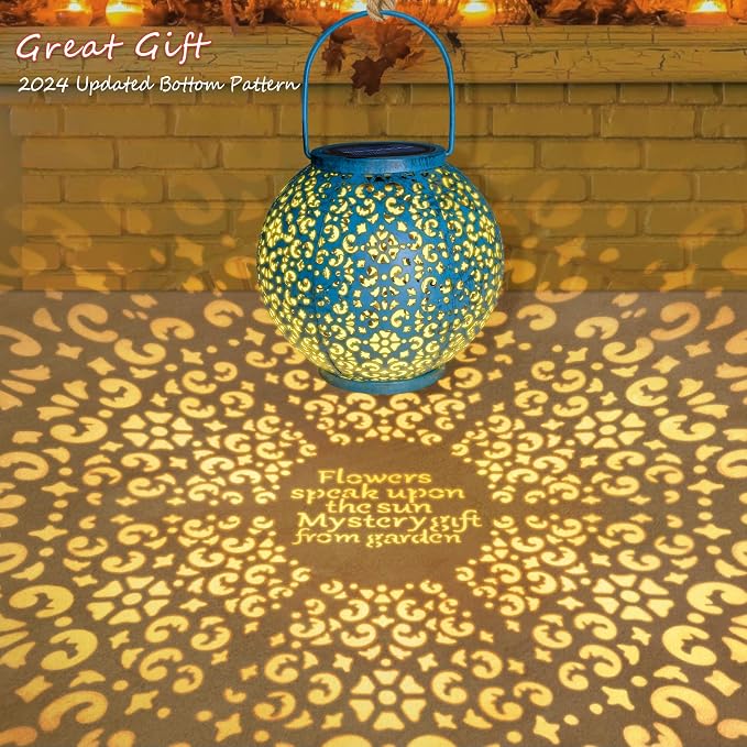 Homeimpro Solar Big Lanterns Outdoor Waterproof Garden Gifts Mom, Metal Table - Image 3