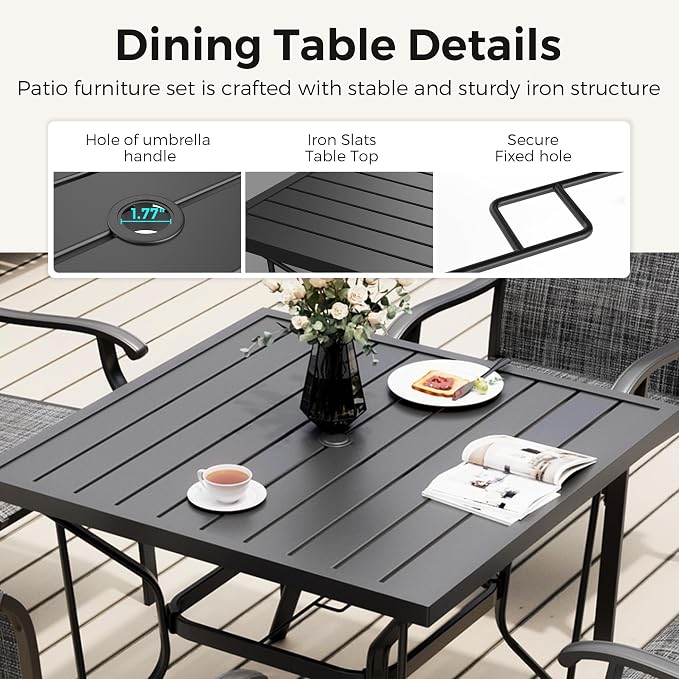 Pamapic 5-Piece Outdoor Dining Set, Patio Dining Set - Image 4