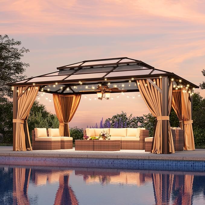 Aoxun 12'x16' Hardtop Gazebo, Outdoor Metal Gazebo by Aoxun