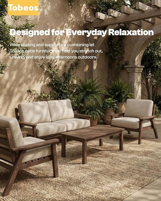 HDPE Patio Furniture Set 4 Seats, Outdoor Couch - Image 7