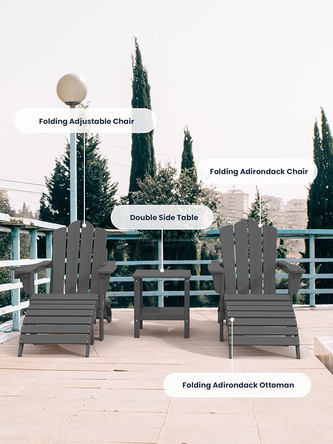 KINGYES Folding Adirondack Ottoman - Image 6