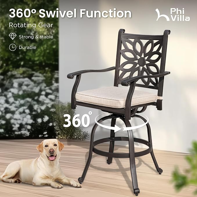 PHI VILLA Patio Furniture Set, Pub Bistro Set - Image 2
