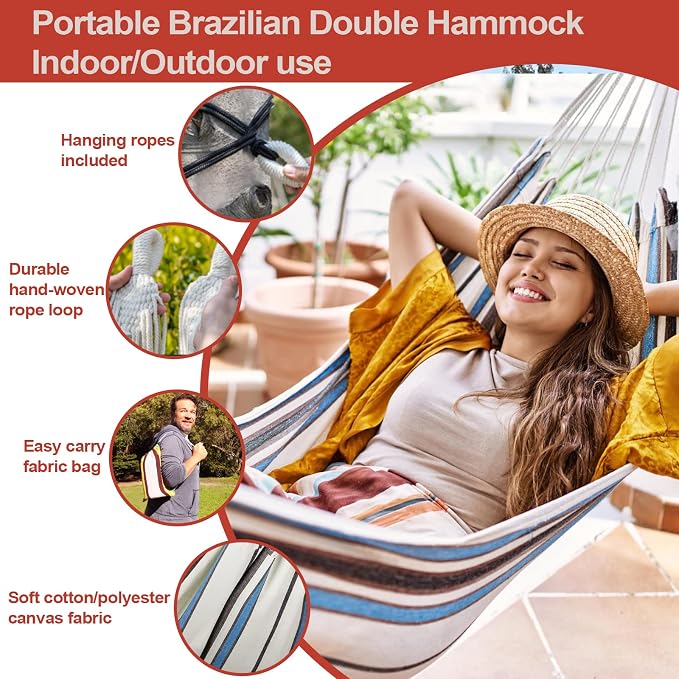 JoyView Brazilian Hammock for Single Preson Portable Hammock - Image 3