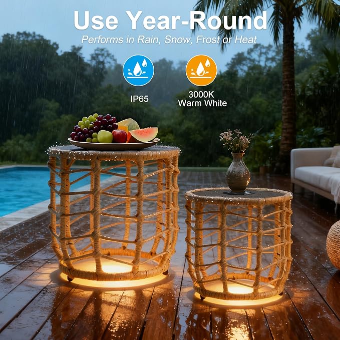 PARTPHONER Boho Solar Outdoor Side Table - Image 5
