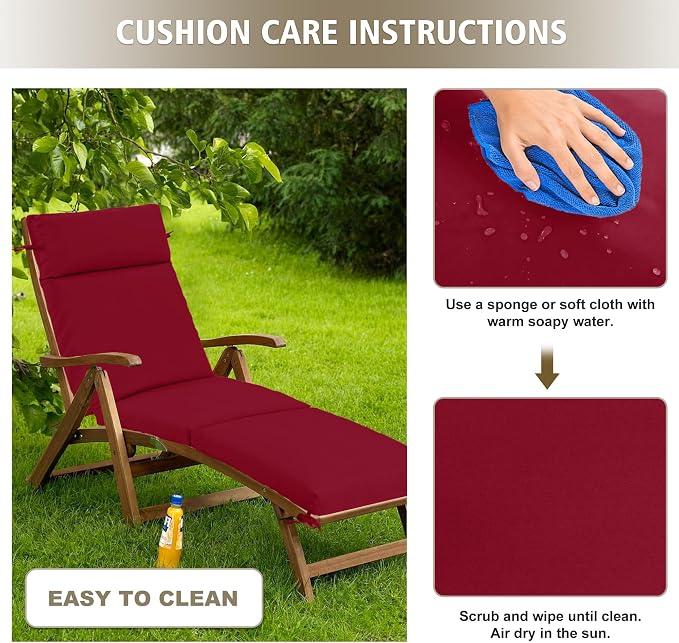 Chaise Lounge Cushion 72x21x3 Inch ?Set of 4 Outdoor Lounge Chair Cushions - Image 8