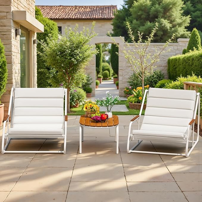Devoko 3-Piece Patio Furniture Set 2 All-Weather Teslin Chaise Lounge Chairs - Image 2