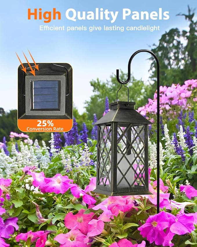 Otdair Solar Lanterns Outdoor Waterproof, 2 Pack 14" Solar Lantern - Image 4
