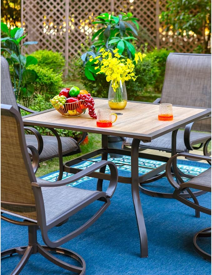 PHI VILLA Patio Dining Table for Outside, Premium PVC Table Top - Image 5