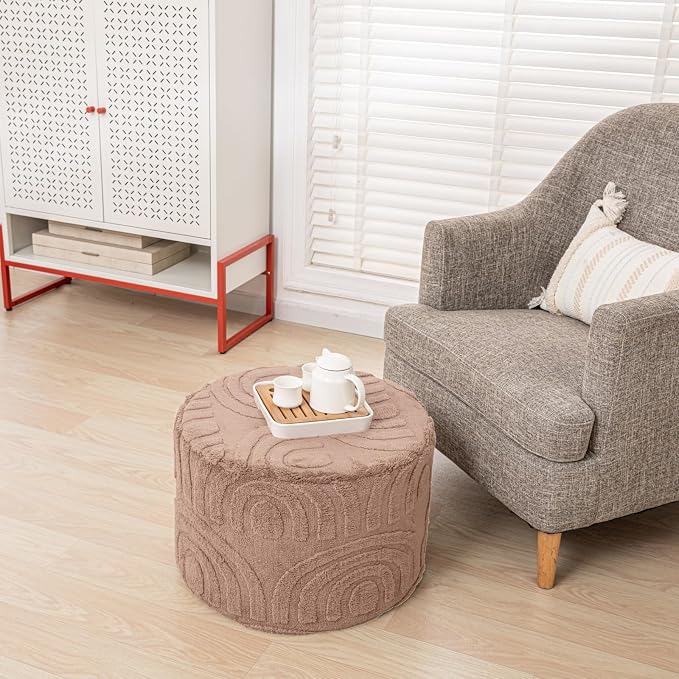 Asuprui Plush Fabric Ottoman Footrest – 20"x14" Soft Foam Pouf - Image 5