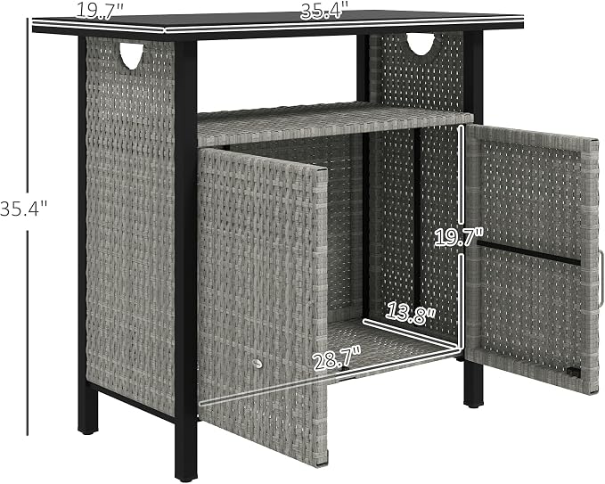 Outsunny Outdoor Pool Towel Storage Cabinet Organizer, Outdoor Bar Table - Image 7