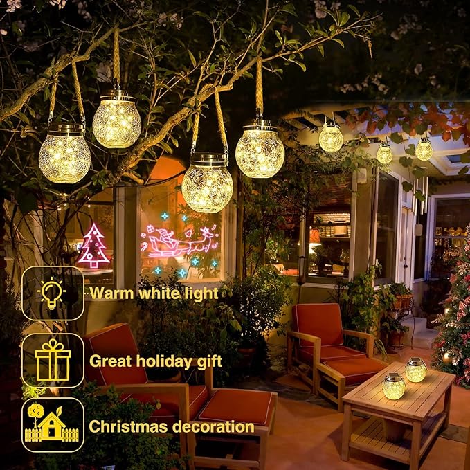 ROSHWEY Solar Lantern Gifts for Women, 4 Pack Hanging Garden Decor Lights - Image 5