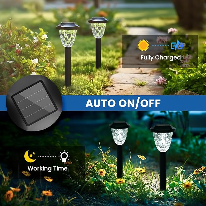 GIGALUMI 12 Pack Solar Lights Outdoor, Solar Pathway Lights - Image 8