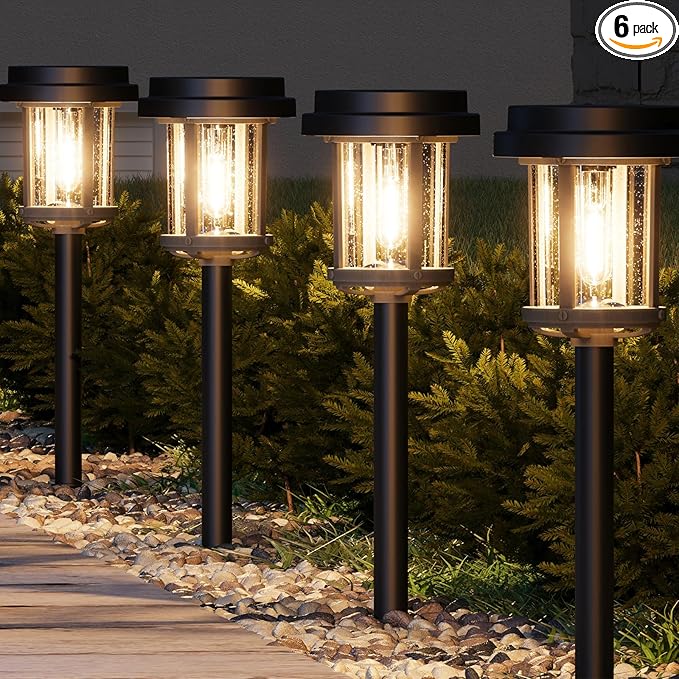 XMCOSY+ Solar Pathway Lights Outdoor, 20 LM LED Solar Garden Lights Seeded Glass by XMcosy