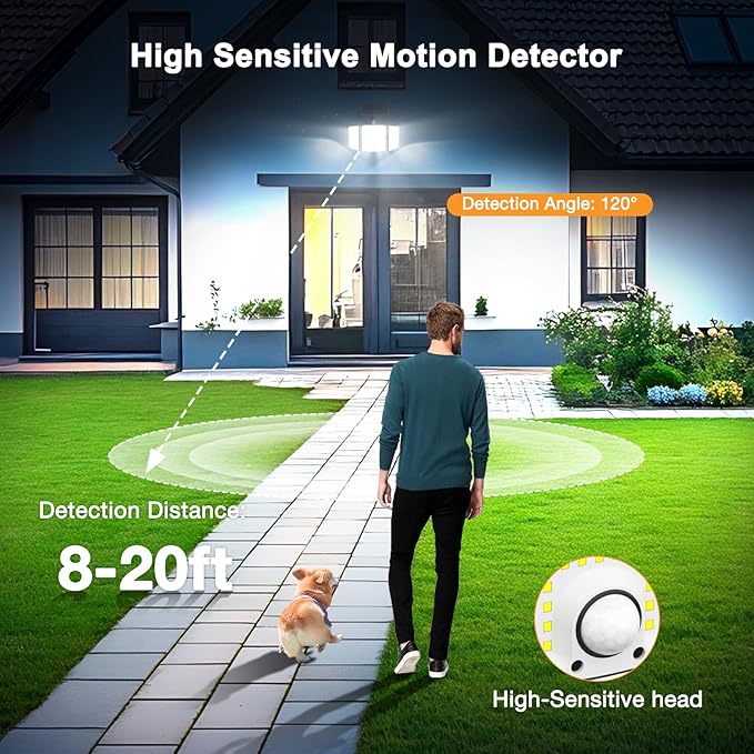 Onforu Solar Lights Outdoor, 3500LM 278 LEDs Split Motion Sensor Flood Lights - Image 6